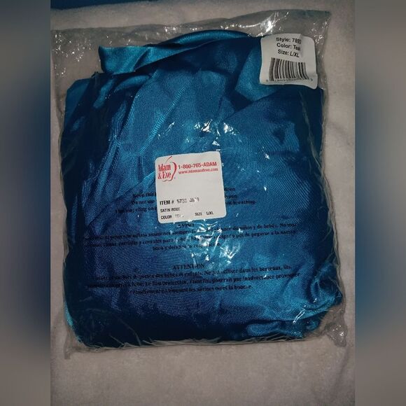 Adam & Eve iCollection Teal L/XL Satin Robe NWT - Picture 5 of 6